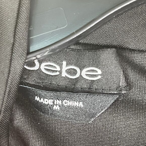 Bebe Bar Detail Jumpsuit Women’s Size Medium Black Gold Bar New - Picture 9 of 13